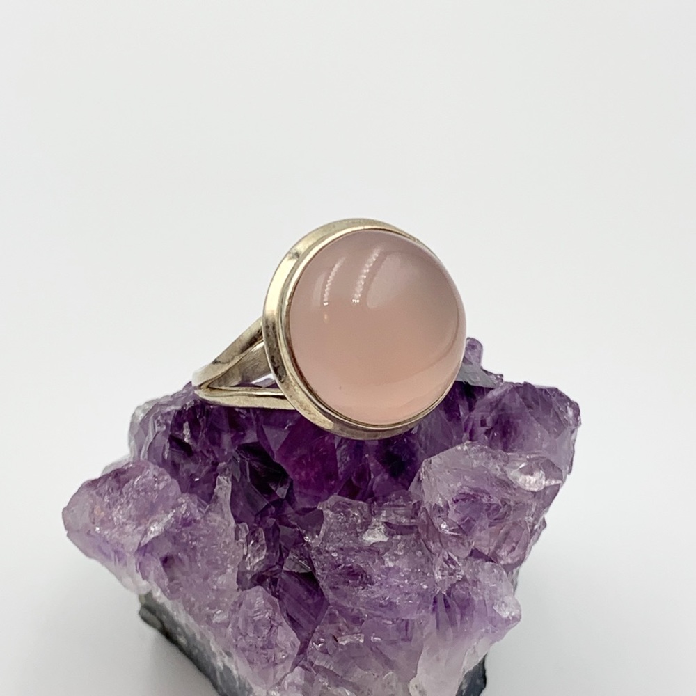 Sterling Silver Rose Quartz Cabochon Ring